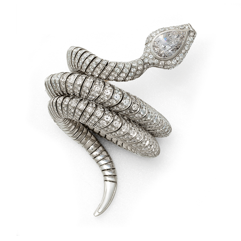 Snake bracelet with diamond in platinum