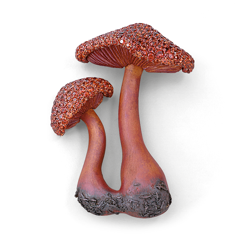 red mushroom brooch