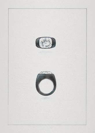 Typischer Hemmerle Ring mit Diamanten in Eisen gefasst