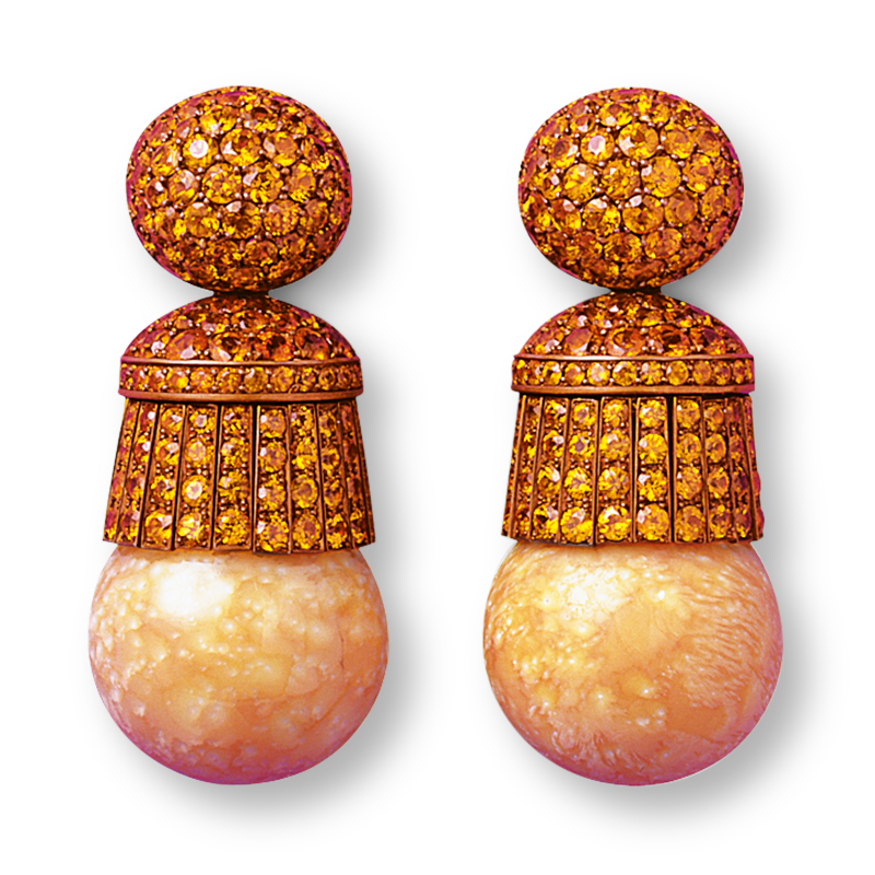 Hemmerle Ohrringe mit Melo Perlen und rotgold