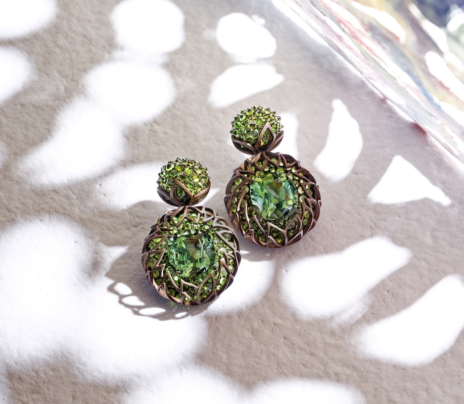 Hemmerle earrings, tourmalines, aluminium, white gold